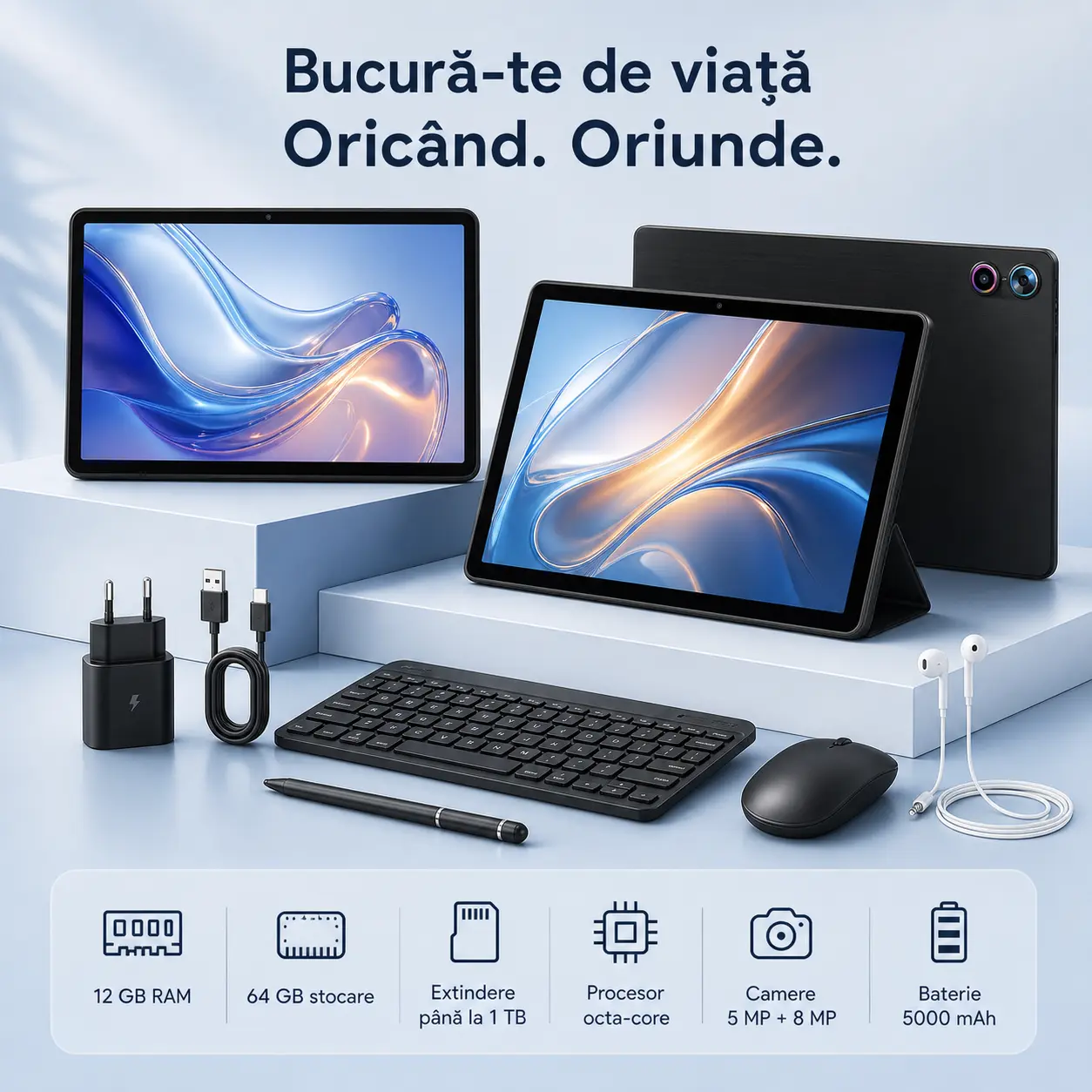 Tabletă Jeazans de 10,1 inch cu tastatură Bluetooth, imagine 2